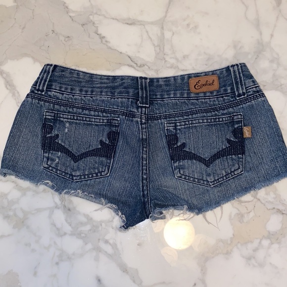 Ezekiel Y2K Denim‎ Shorts size 5 Low rise micro mini - Picture 2 of 13